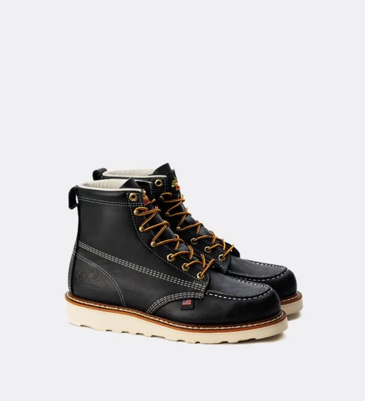Thorogood Men's American Heritage 6" Black Moc Toe Work Boots for Men - Image 4