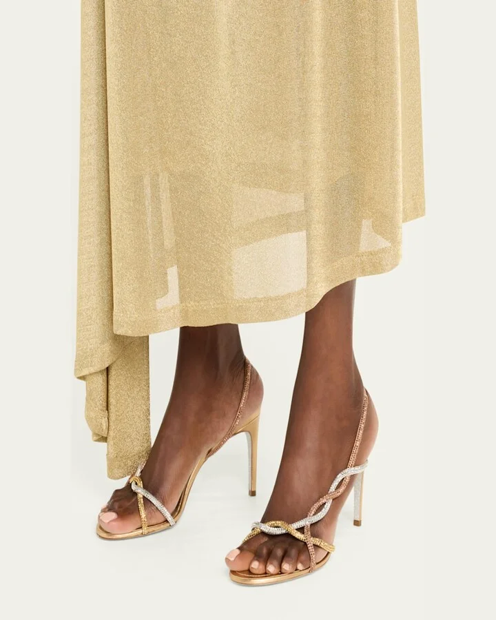 Three-Tone Crystal Satin Braid Halter Sandals - Image 8