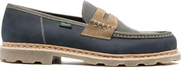 Three-Tone Suede Penny Loafers