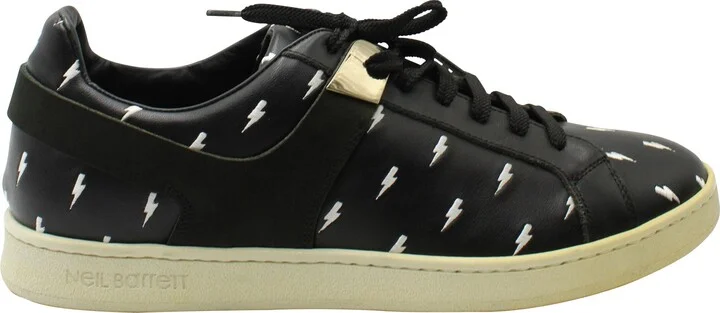 Thunder Print Sneakers in Black Leather