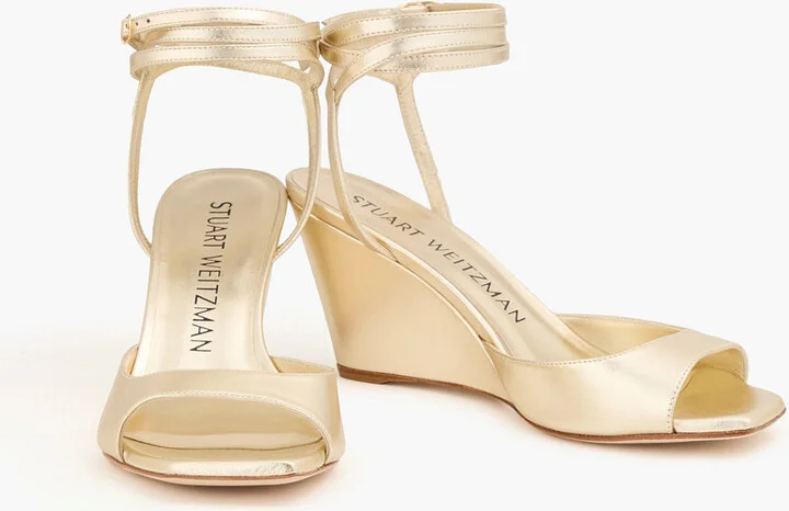 Tia 85 metallic leather wedge sandals - Image 2