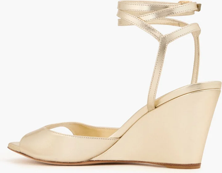 Tia 85 metallic leather wedge sandals - Image 3