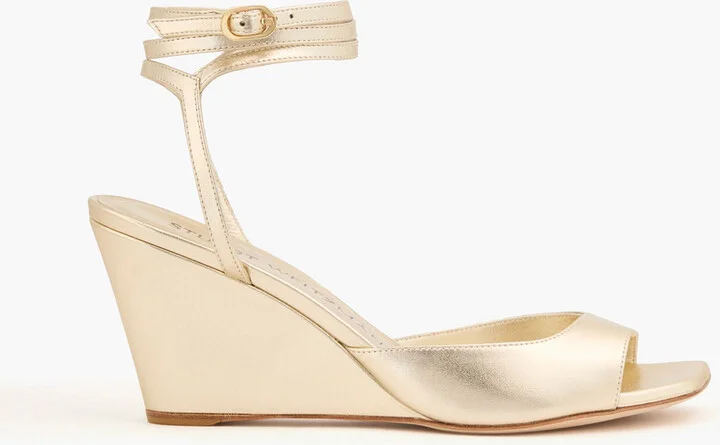 Tia 85 metallic leather wedge sandals