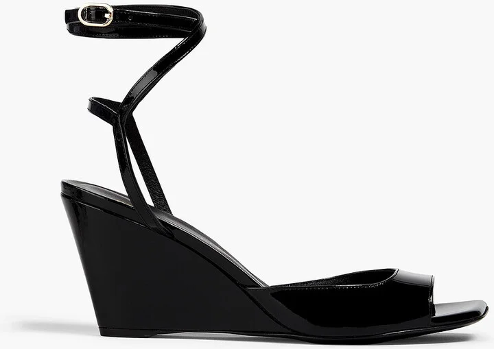 Tia 85 patent-leather wedge sandals