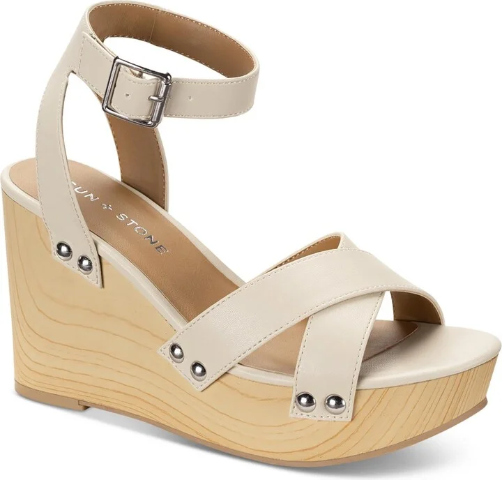 Tiaraa Womens Faux Leather Studded Slingback Sandals