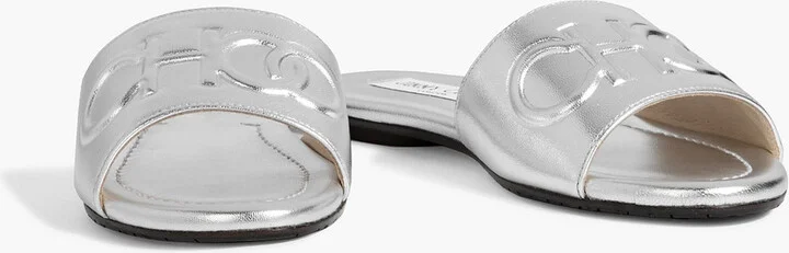 Tiaret embossed metallic leather slides - Image 2