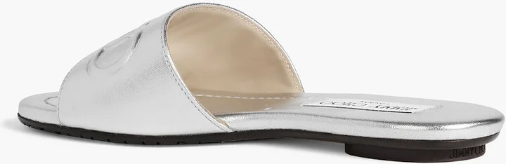 Tiaret embossed metallic leather slides - Image 3