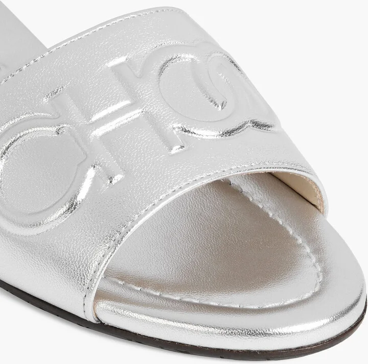 Tiaret embossed metallic leather slides - Image 4