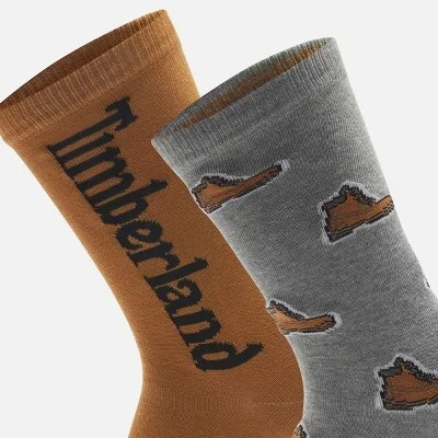 Tiberland 2-Pack Boot Print Crew Sock, Gray Heather & Wheat, Mediu - Image 2