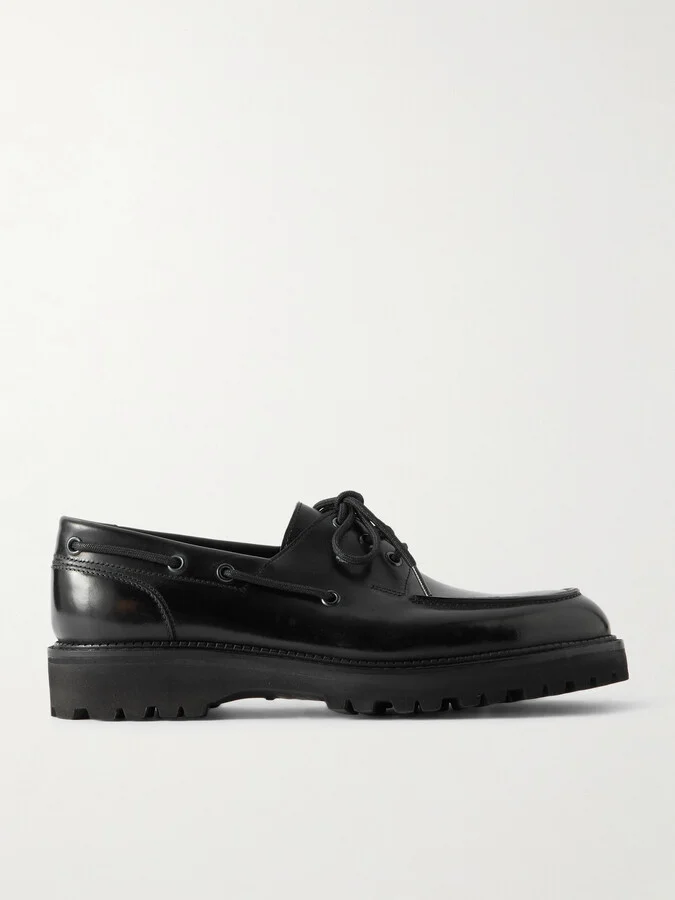 Tide Glossed-Leather Boat Shoes