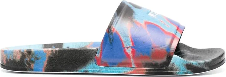 Tie-Dye Logo-Print Sliders