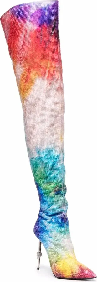 Tie-Dye Print Thigh High Boots - Image 2
