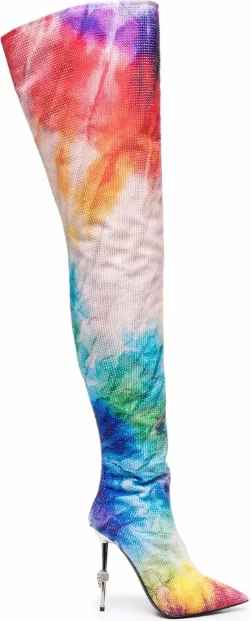 Tie-Dye Print Thigh High Boots