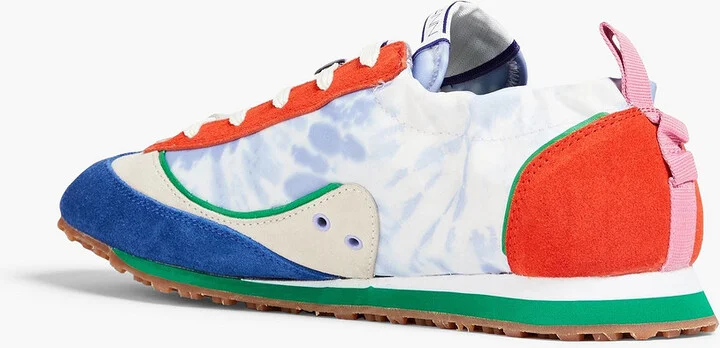 Tie-dyed twill and suede sneakers - Image 3