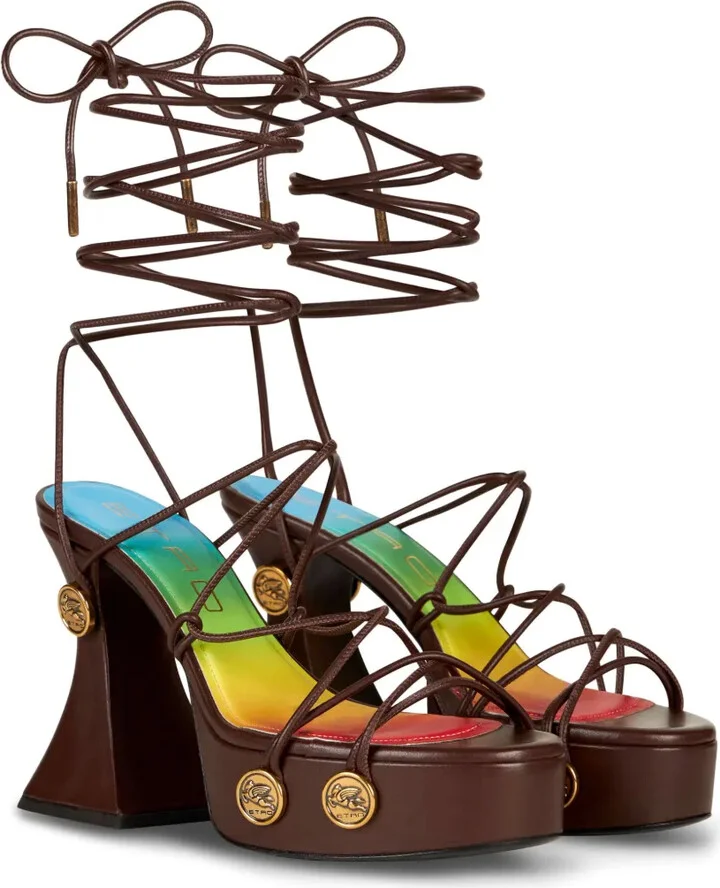 Tie-Fastening Platform Sandals - Image 2