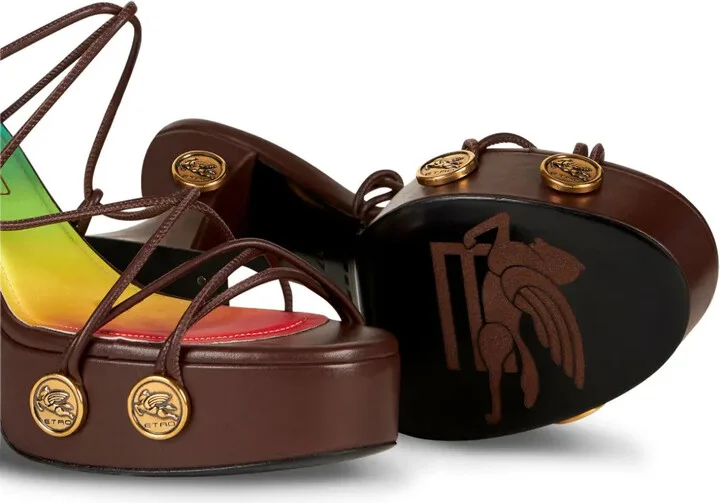 Tie-Fastening Platform Sandals - Image 4
