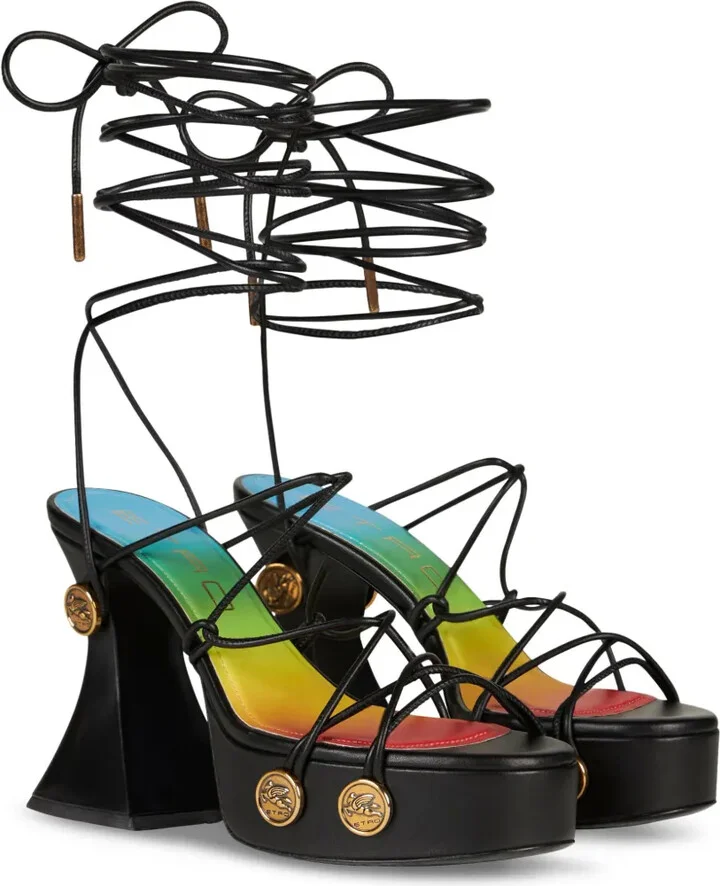 Tie-Fastening Platform Sandals - Image 2