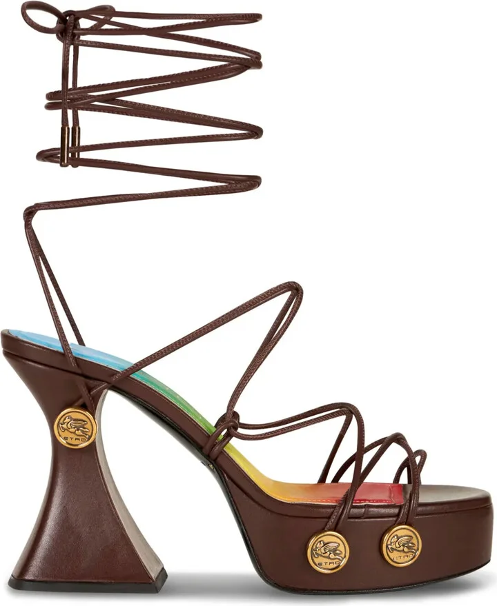 Tie-Fastening Platform Sandals