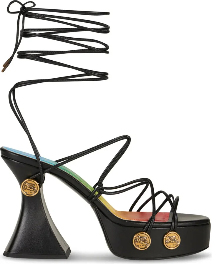 Tie-Fastening Platform Sandals