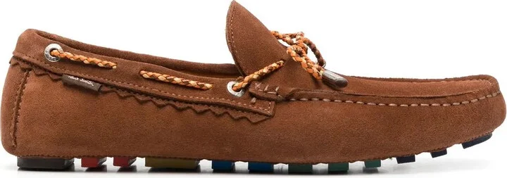 Tie-Fastening Suede Mocassins