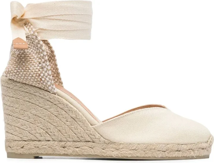 Tie-Fastening Wedge Sandals