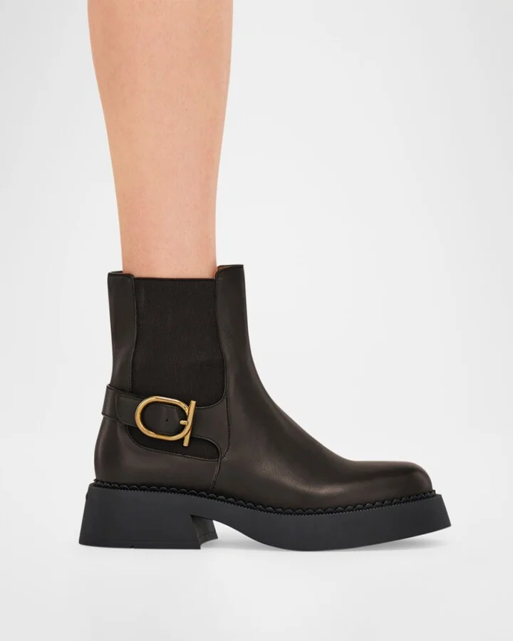 Tie Leather Ankle Booties - Image 2