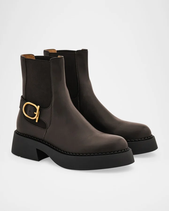 Tie Leather Ankle Booties - Image 7