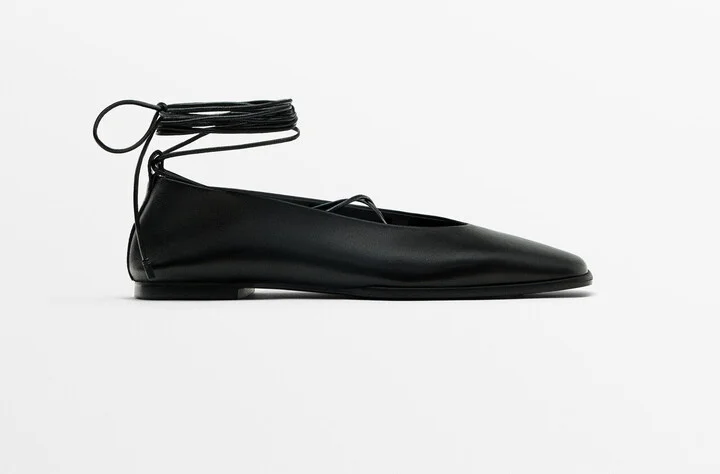 Tied Square Ballet Flats