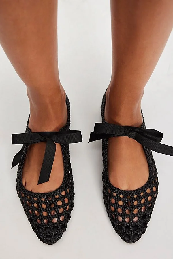 Tied With A Bow Woven Flats - Image 2