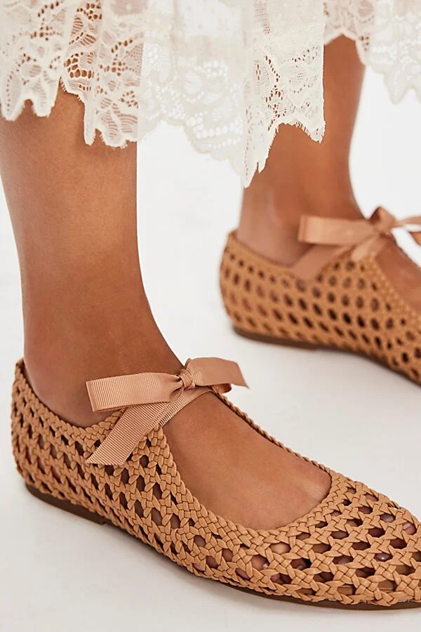 Tied With A Bow Woven Flats - Image 2