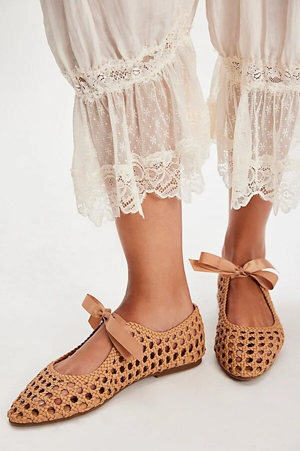 Tied With A Bow Woven Flats