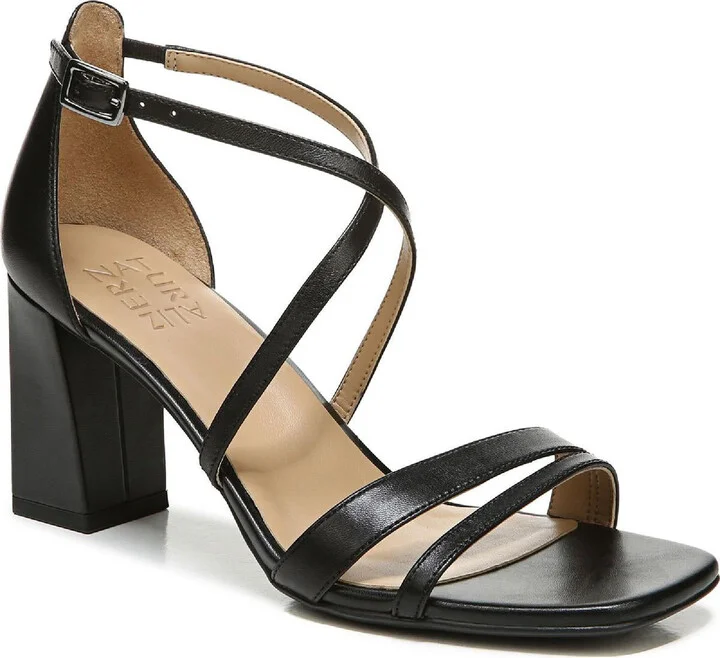 Tiff Womens Leather Block Heel Dress Sandals