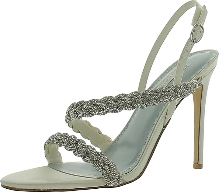 Tiff Womens Satin Rhinestone Slingback Sandals