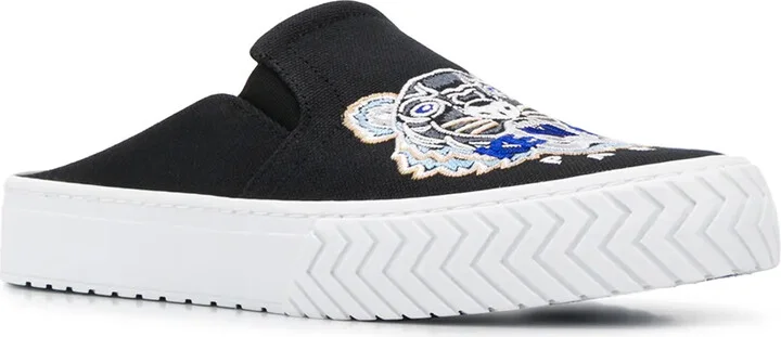 Tiger-Embroidered Backless Slip-On Trainers - Image 2