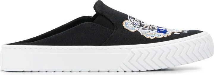 Tiger-Embroidered Backless Slip-On Trainers