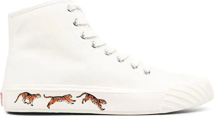 Tiger-Print Lace-Up Sneakers