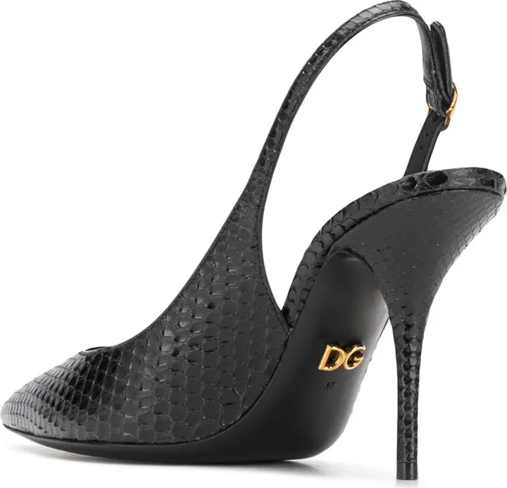Tiger-Print Leather Slingback Pumps - Image 3