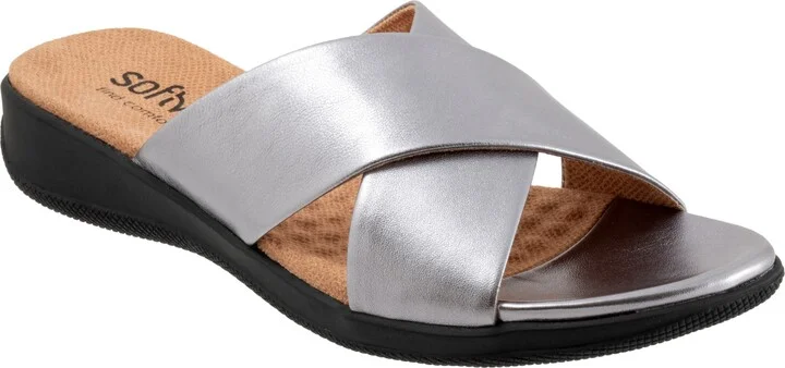 'Tillman' Leather Cross Strap Slide Sandal