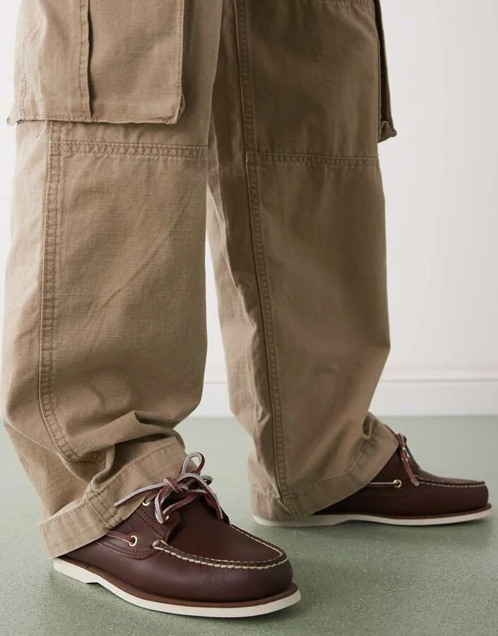 Timberland 2 eye boat shoe in dark brown leather