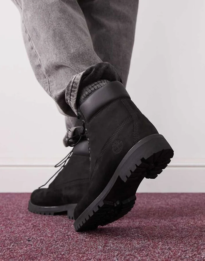 Timberland 6 inch lace up waterproof boot in black - Image 4