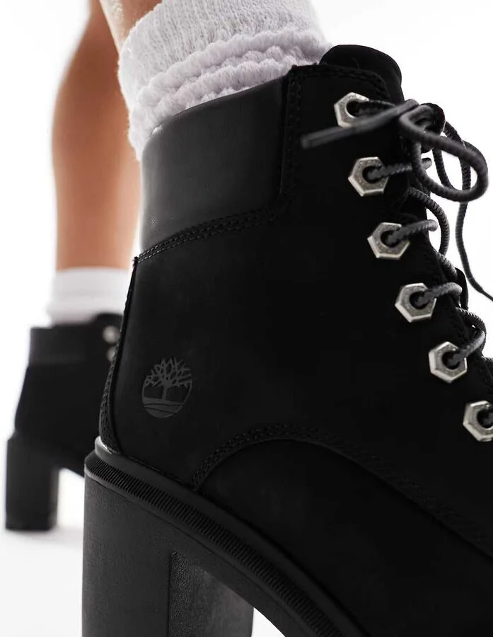 Timberland allington heights 6 inch heeled boots in black nubuck leather - Image 2