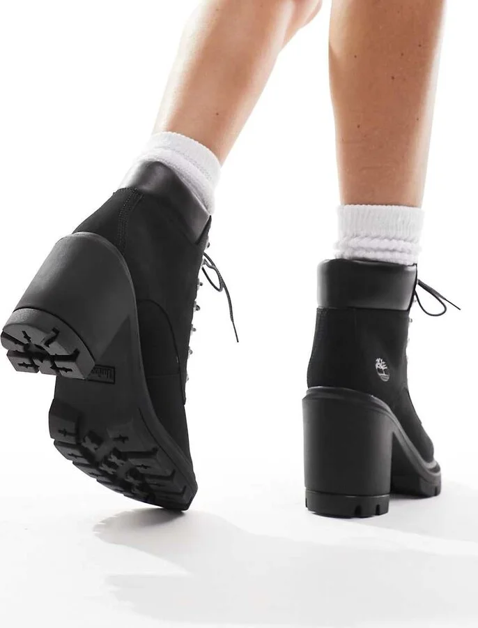 Timberland allington heights 6 inch heeled boots in black nubuck leather - Image 3