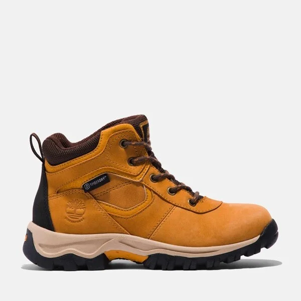 Timberland Junior Mt. Maddsen Waterproof Mid Hiking Boot, Wheat Nubuck,