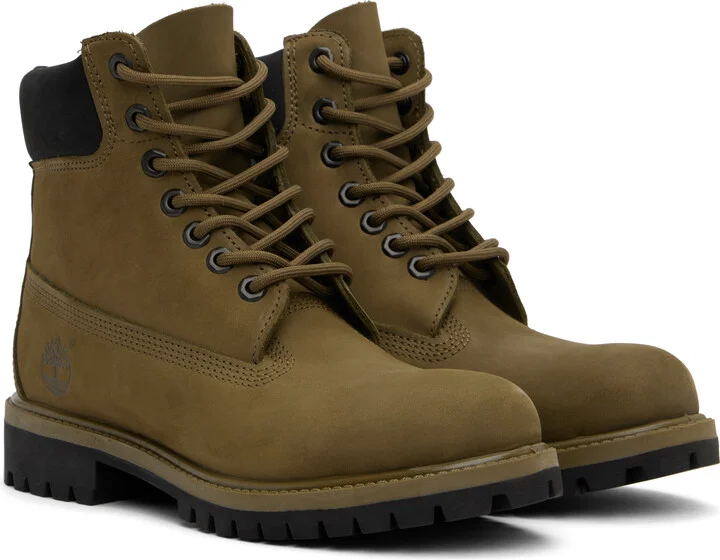 Timberland Khaki Premium 6-Inch Lace-Up Waterproof Boots - Image 4