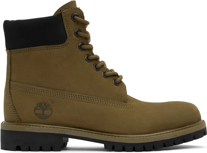 Timberland Khaki Premium 6-Inch Lace-Up Waterproof Boots