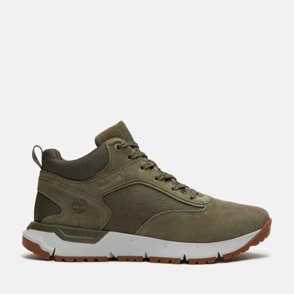 Timberland Men's Davis Square Mid Lace-Up Sneaker, Light Taupe Suede,