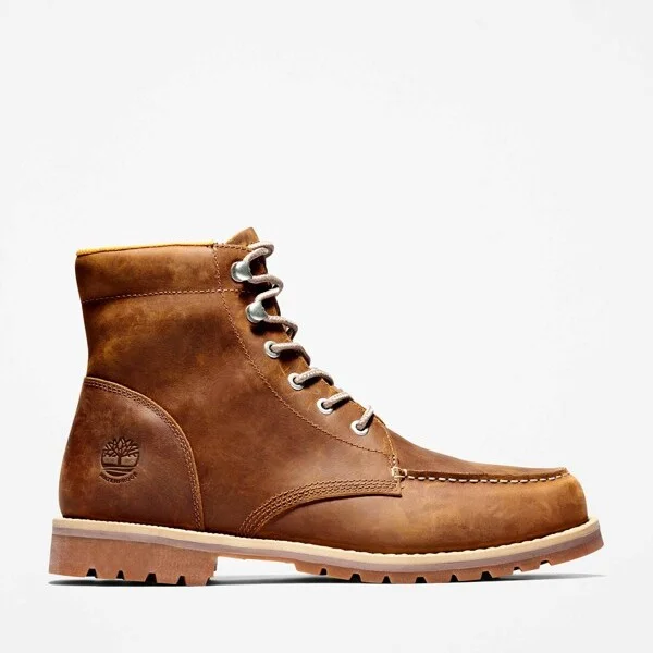 Timberland Men's Redwood Falls Waterproof Moc-Toe Boot, Rust Full-Grain,
