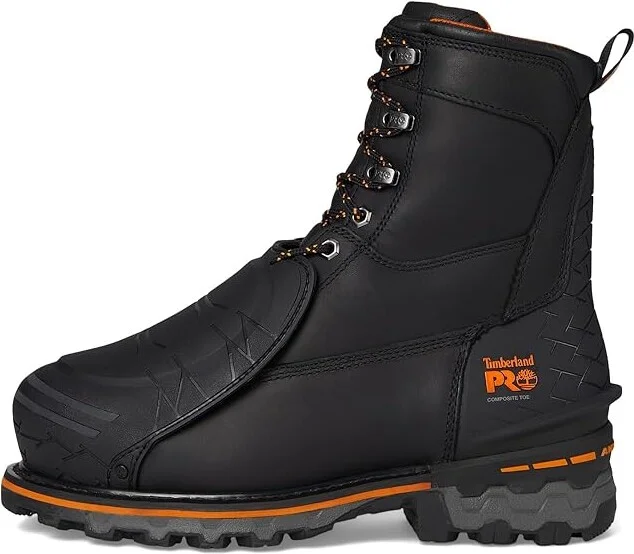 Timberland PRO Boondock 8 Inch Composite Safety Toe Puncture Resistant External MetGuard Men's Work Boots Black : 7 E - Wide, Leather - Image 6
