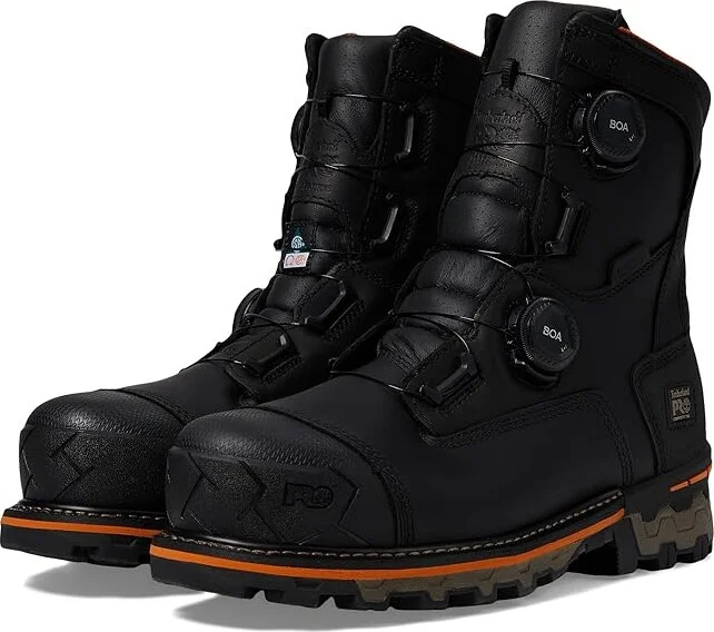 Timberland PRO Boondock BOA 8 Inch Composite Safety Toe Waterproof Puncture Resistant Men's Work Boots Black : 15 D - Medium