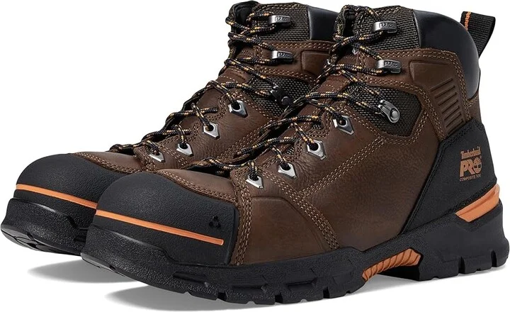 Timberland PRO Endurance EV 6 Composite Safety Toe Men's Shoes Teak/Orange : 7 D - Medium, Leather/Rubber